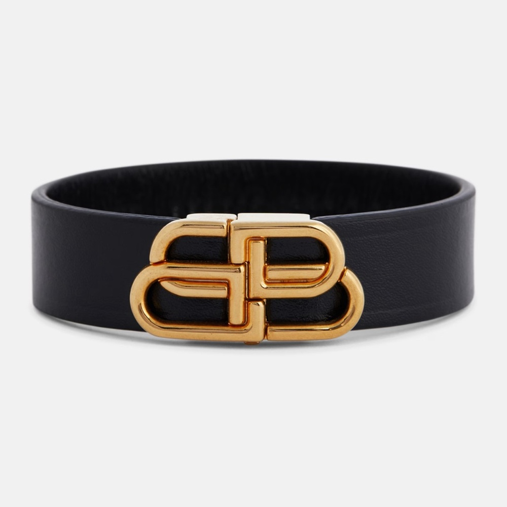 BALENCIAGA BB leather bracelet